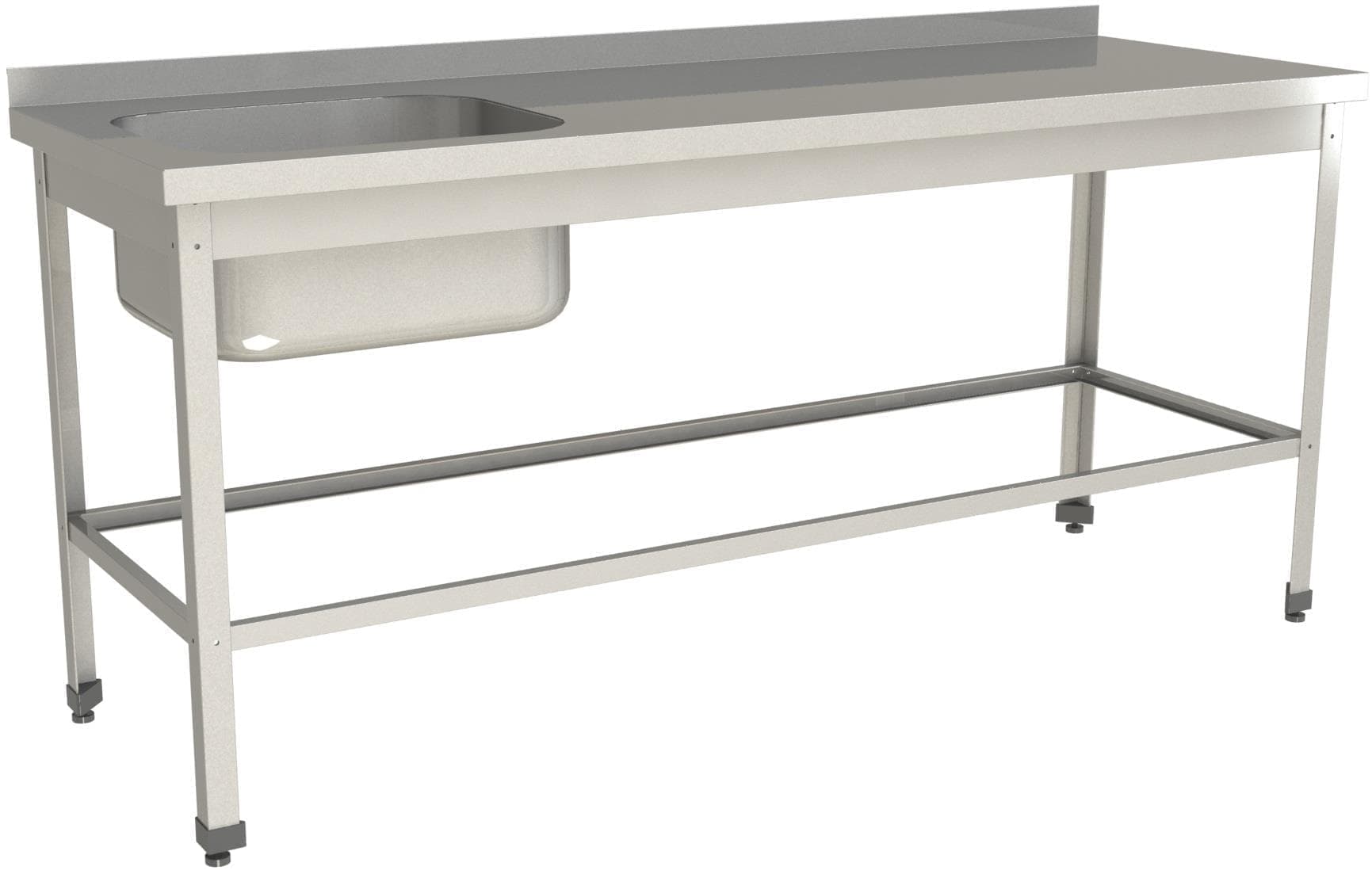 Стол с моечной ванной Restoinox ВМЦР/1-16/7-БЛО-ЭН с бортом